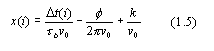 x(i)=delta t(i)/(t sub b * v sub 0)-phi * k/(2 pi v sub 0 * v sub 0) 