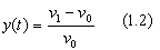 y(t)=(v sub 1 minus v sub 0)/v sub 0